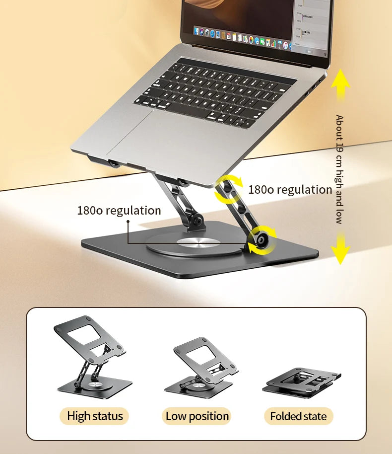 LS652 Laptop Stand Aluminium Alloy Foldable Tablet Rotale Stand Macbook Laptop Portable Fold Holder Cooling Bracket Support