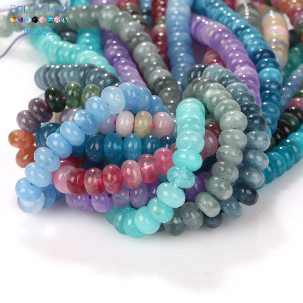 5x8mm Natural Stone Beads Aquamarine Amethyst Tourmaline Rondelle Loose Beads For Jewelry Making DIY Bracelets Accessories 15''