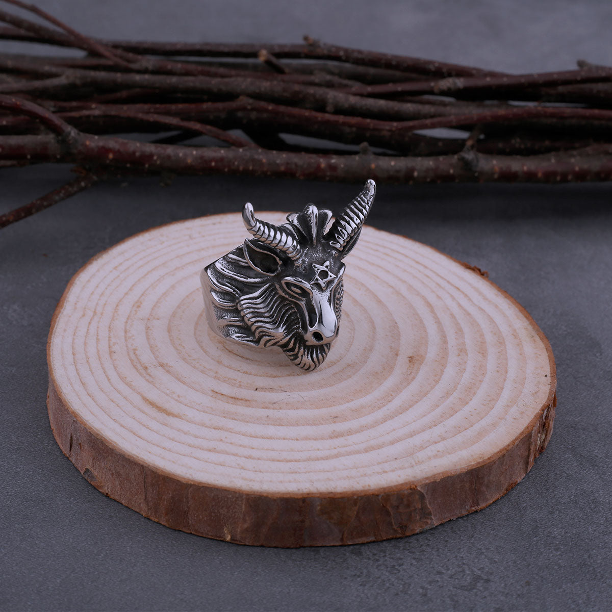 Vintage Gothic Satan Goat Ring Men's Glamour High Quality Casual Hip Hop Biker Ring Hip Hop Style Animal Jewelry Dropshipping