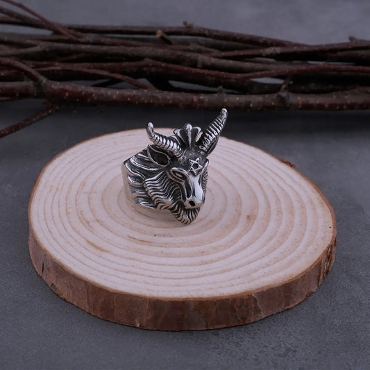 Vintage Gothic Satan Goat Ring Men's Glamour High Quality Casual Hip Hop Biker Ring Hip Hop Style Animal Jewelry Dropshipping