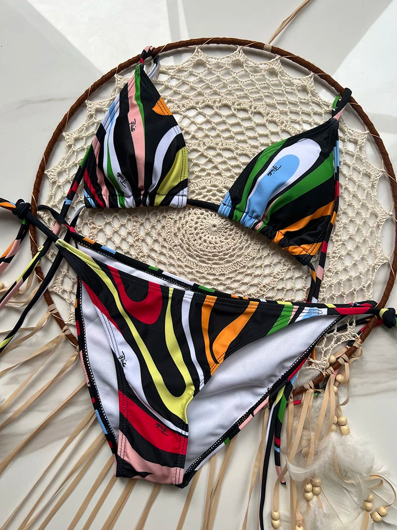 2025 Luxury Design Bikinis Headband Swimwear Women's Cut Out Swimsuits Europe Fashion Brand Lady Beachwear Scarf Bathing Suits
