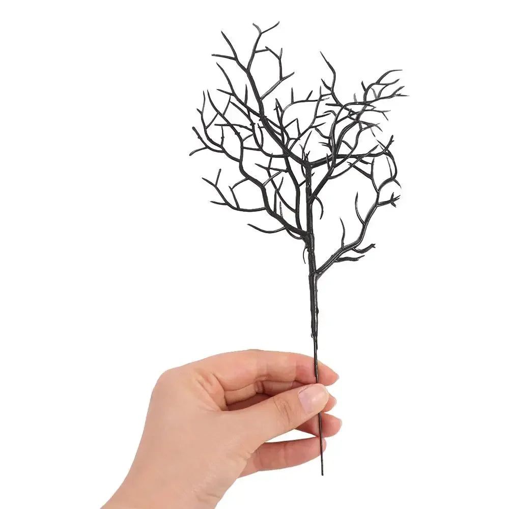 5pcs Black Halloween Artificial Dead Branch Antlers Shape Artificial Plastic Tree Branch Realistic Exquisite