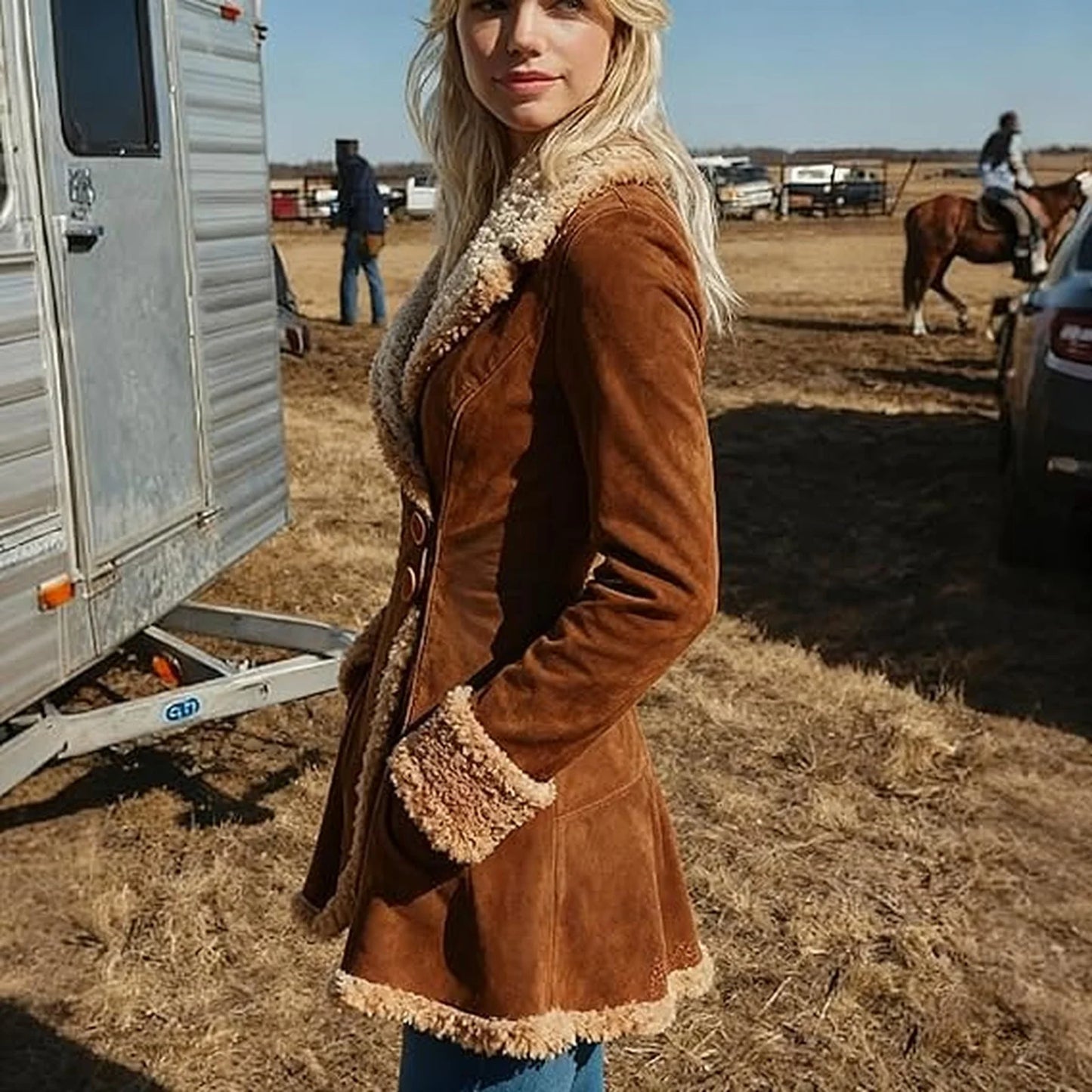 Women'S Denim Western Retro Windbreaker Plush Fashionable Warm And Plush Jacket Winter Outdoor Warm Coat Women'S Coat