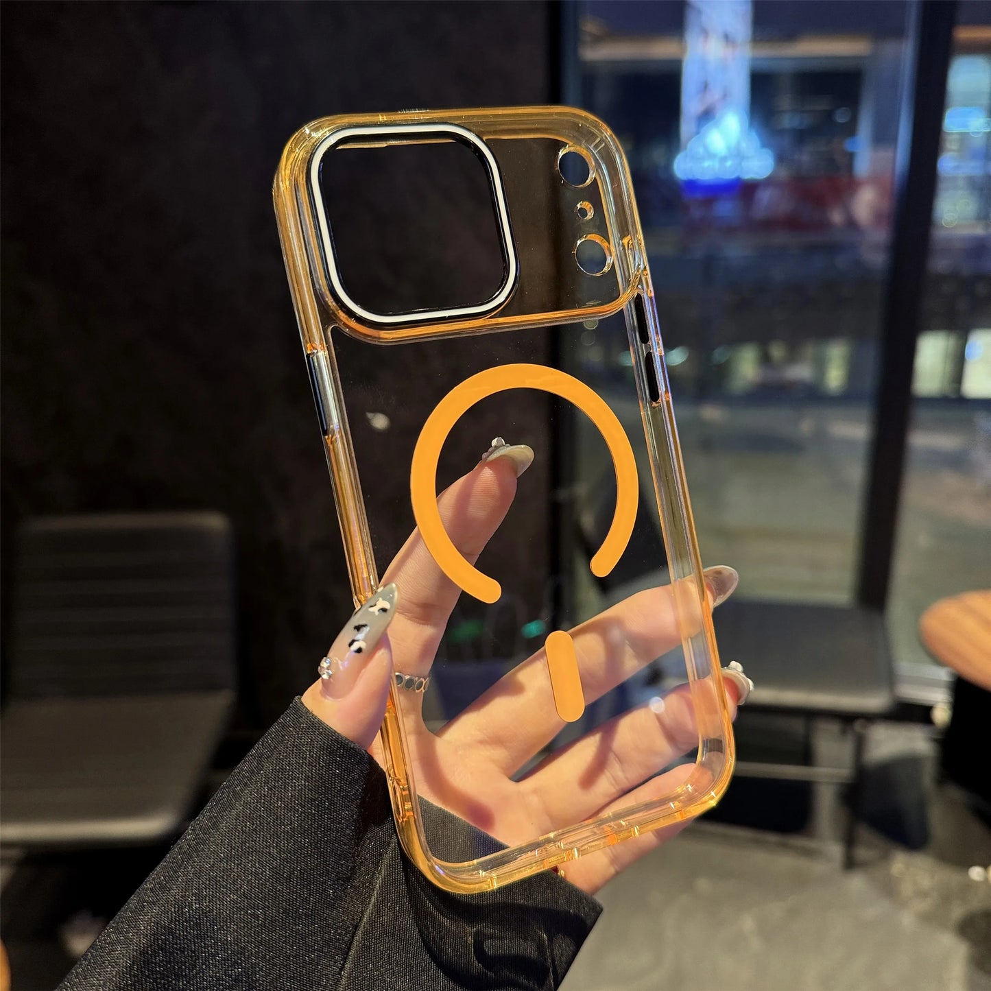 High Clear Acrylic Backplate Magnetic Phone case for iPhone 17 Air 16 15 14 Pro Max Integrated Touch Button PC Shockproof Cover