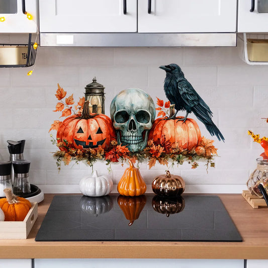 Halloween Pumpkin, Skull, Blackbird, Maple Leaf, Home Decoration, Wall Stickers, Self-adhesive Stickers