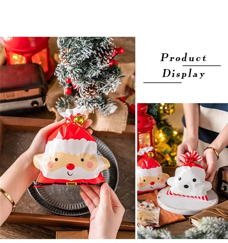 LBSISI Life 25pcs Ball Shape Christmas Gift Bag For Candy Chocolate Cookie Nougat Biscuit Packing Gift Tree Santa Zipper Bags