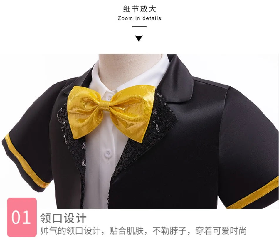 Kids Boys Cartoon Mouse Cosplay Costume Bow Tie Top+Coat+Suspender Shorts+Headband Clothing Sets For Halloween Christmas