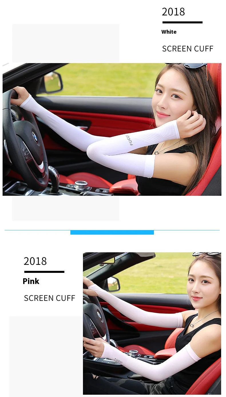 Ice Sleeves for Men and Women Summer Arm Protection Ice Silk Sun Protection Sleeve Cover Outdoor Ice Sleeves UV Protection Thin