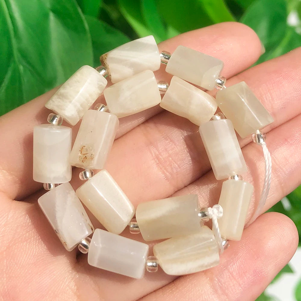 Natural Stone Bead Black Tourmaline Cylinder Shape Loose Spacer Beads for Jewelry Making DIY Bracelet Necklace Accessories 7.5''