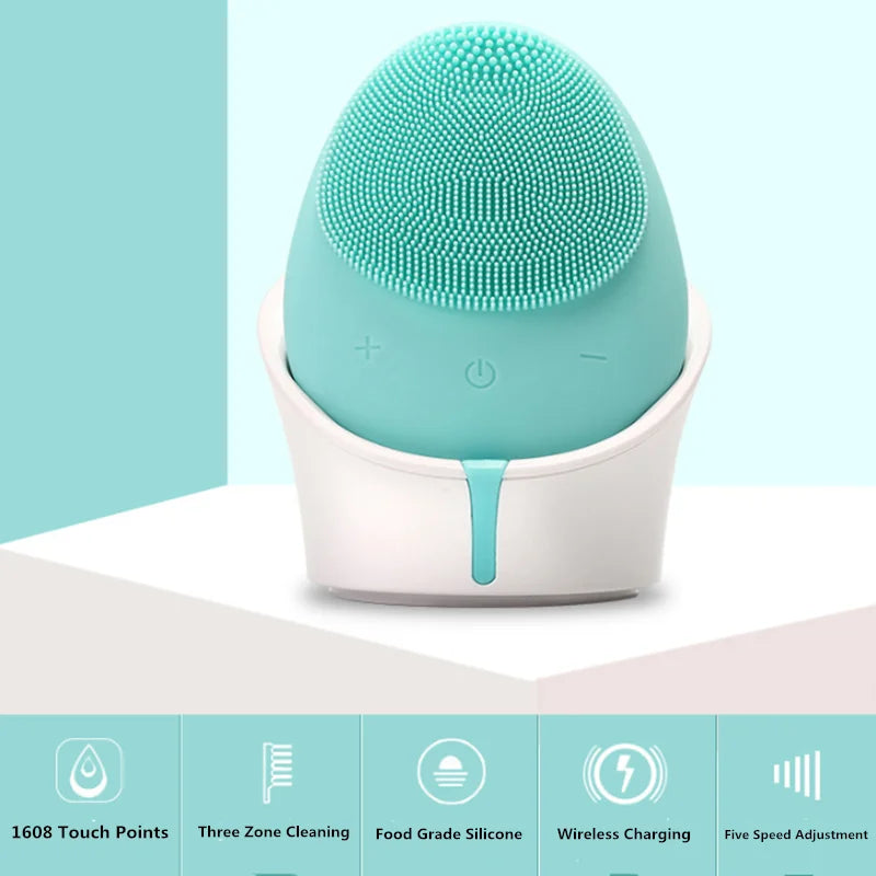Silicone Facial Cleanser Waterproof Ultrasonica Brush For Face Massage Cleansing Ship from Riyadh Random Color