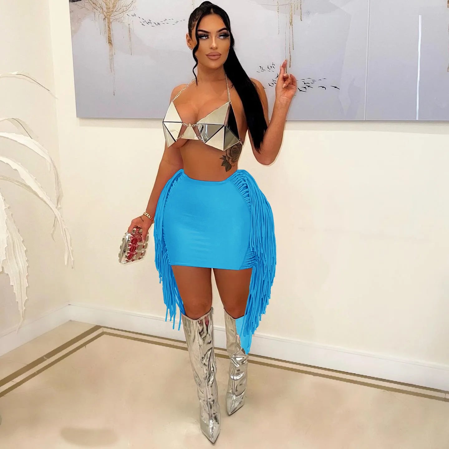 Sexy Wrap Women Mini Skirts Solid Bodycon Streetwear Skirts 2022 Summer Chic Hollow Out Tassel Y2K Style Bottom Outfits