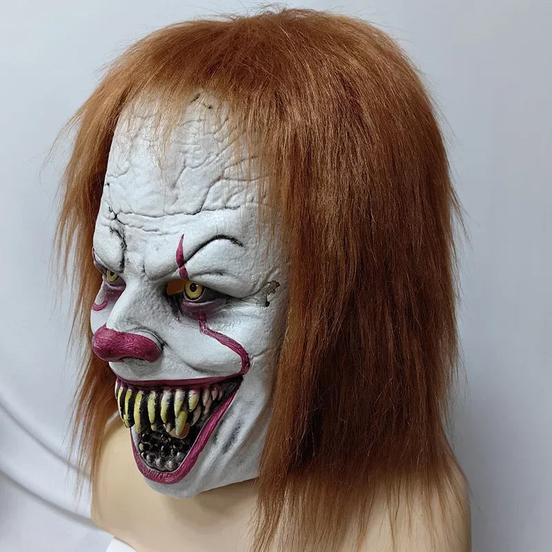 Halloween Horror Clown Pennywise Mask Head Set in Europe and The United States New Spirit Clown Latex Mask Mardi Gras Decoration