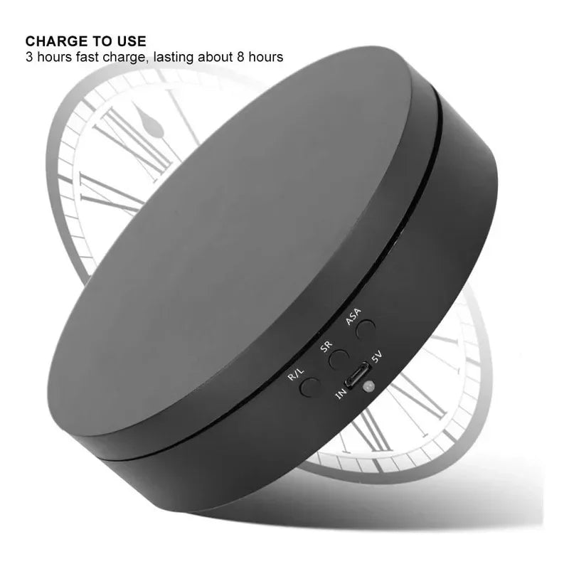 Electric 360 Degree Rotating Display Stand 3Speed Mirror Turntable Jewelry Stand Battery/USB Power Supply,Photography Shooting