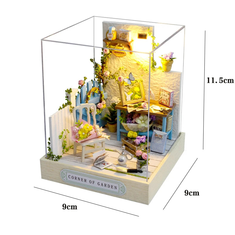 DIY Book Nook Kit Figurines Miniature Booknook Wooden Doll House 3D Puzzle Bookshelf  Dollhouses Toy For Birthday Christmas Gift