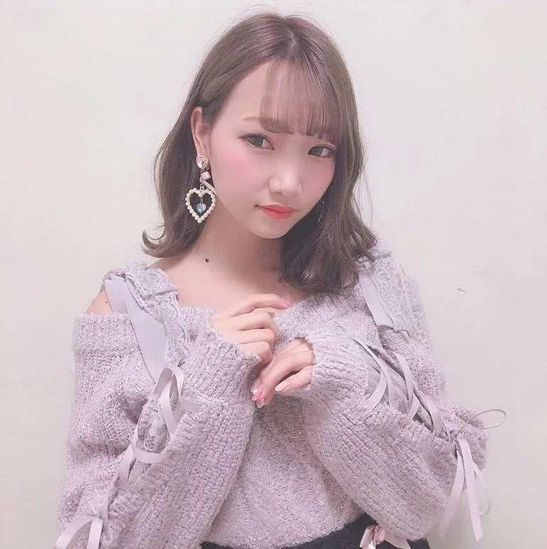 Dainty Japanese Style Women's Bow Earing Sweat Pearl Heart Earings Rhinestone Pendant Heart Earrings Accessories for Girl