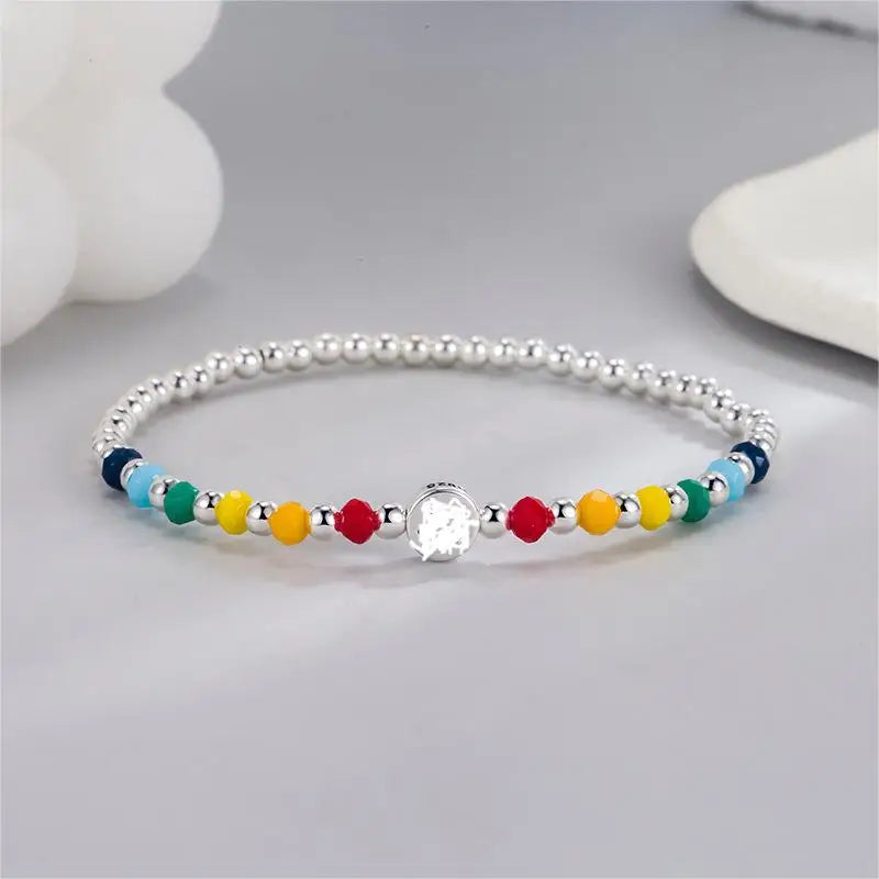Rainbow Bear Love Beaded Pendants Bracelet for Women Y2K Elegant Trendy Handmade Bead Chain Party Jewelry Gifts