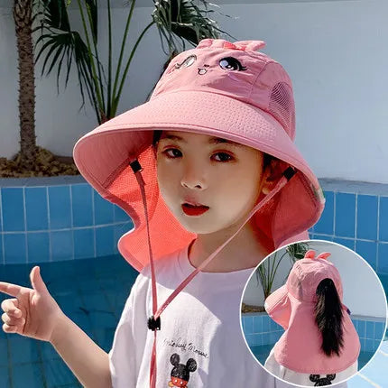 DANKEYISI Kids Bucket Hat Summer Sun Protection Large Brimmed Fisherman Hat Beach Animal Hat for Boys Girls Anti UV