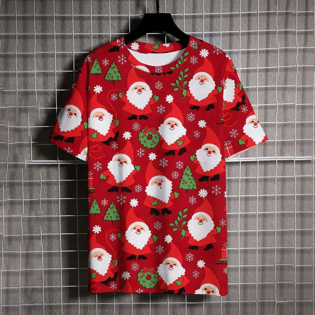 Kids Clothes Cartoon Christmas Santa Claus T Shirt Casual Short Sleeve T Shirts for Boys Girls 2-10y Christmas Gift for Children