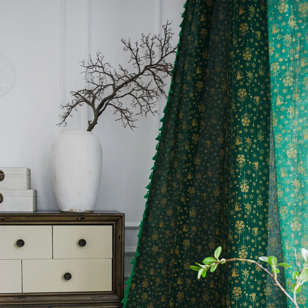 45x145cm Elk Snowflake Printed Linen Cotton Fabric Wrinkle-Resistant for Doll Clothes DIY Quit Sewing Kits Christmas Gift Craft