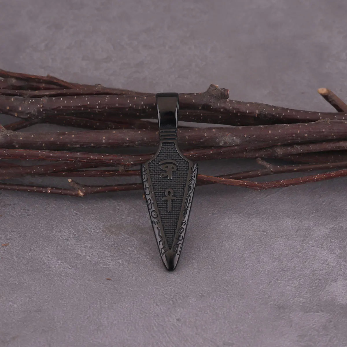 Vikings Stainless Steel Weapon Spear Necklace Scandinavia Rune Amulet Pendant Fashion Men Eye of Horus Gold Color Jewelry Gift