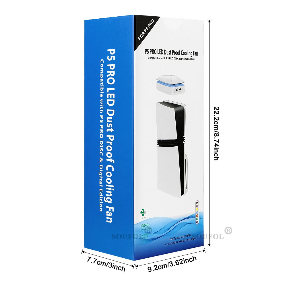 NEW Top Cooling Fan For PS5 pro Dust-proof Upper RGB Game Cooler Stand Heat Dissipation Cooling System for PS5/PS5 Slim/PS5 PRO