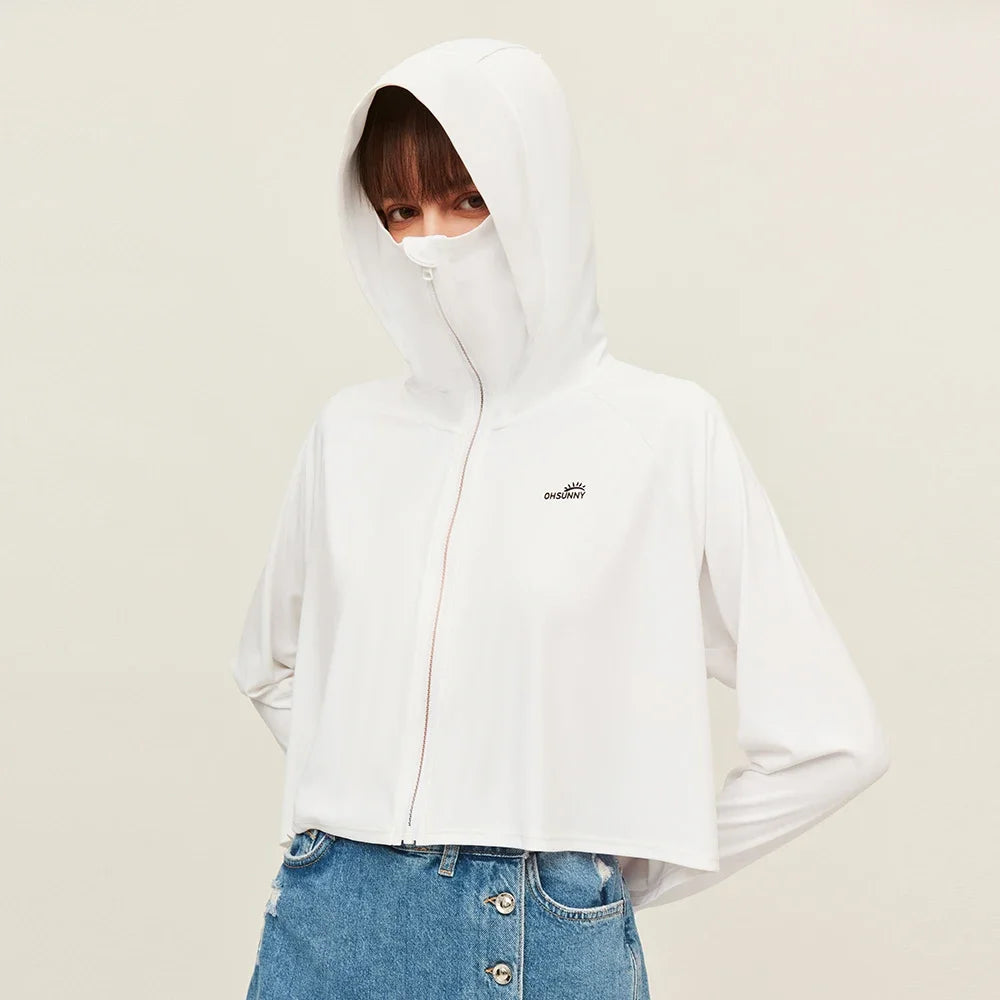 OhSunny Anti-UV UPF 50+ Sun Protection Coats Hooded Professional Sunscreen Loose Batwing Sleeve Outdoor Cycling