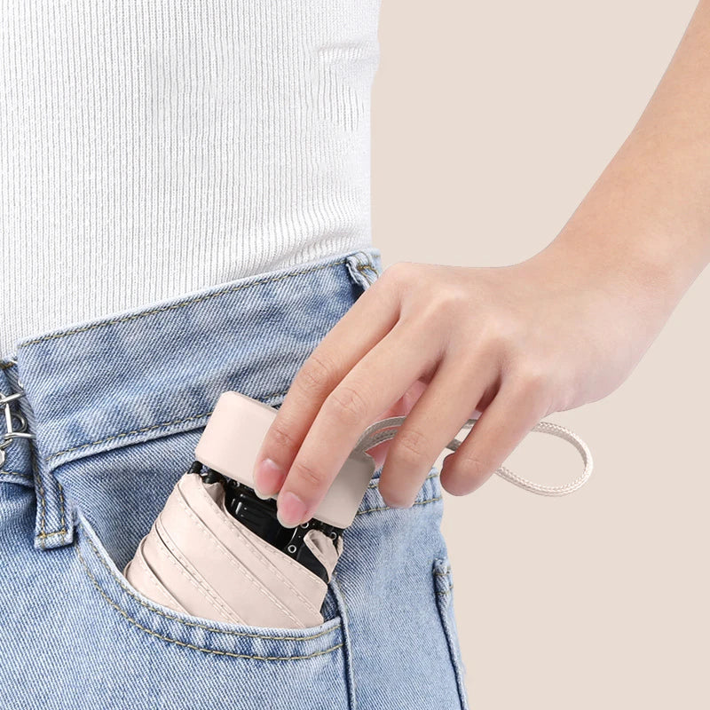 Mini Compact Pocket Umbrella for Women Light 5 Folding Sun Protection Sun and Rain Small Card Bag Umbrellas Paraguas