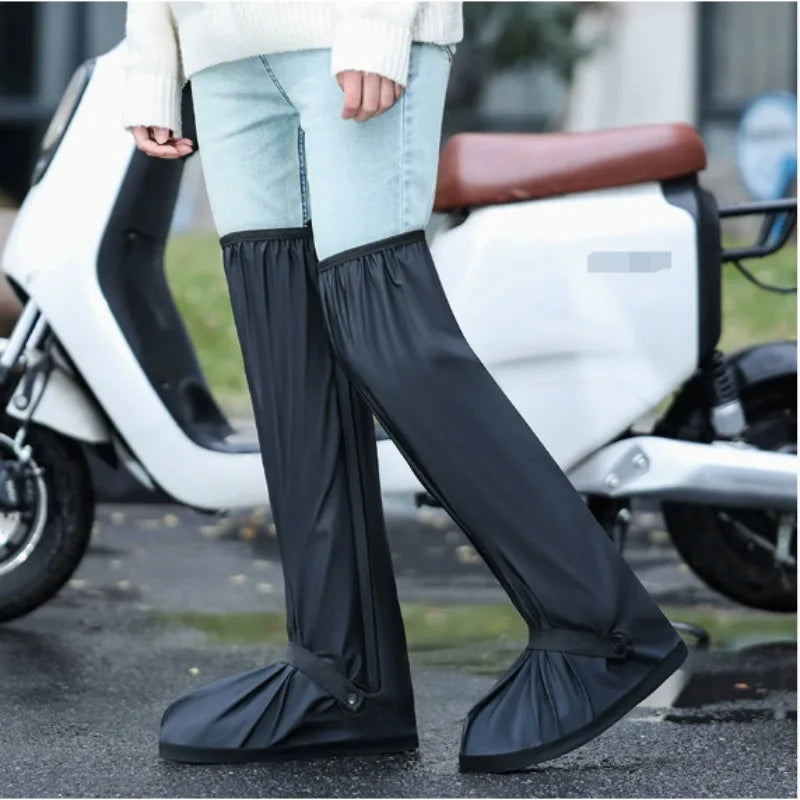 Rain Thickened Boot Shoe Cover Black Waterproof with Reflector High Top Non-slip Shoes Dust Covers Motorcycle Bike Rain Cover