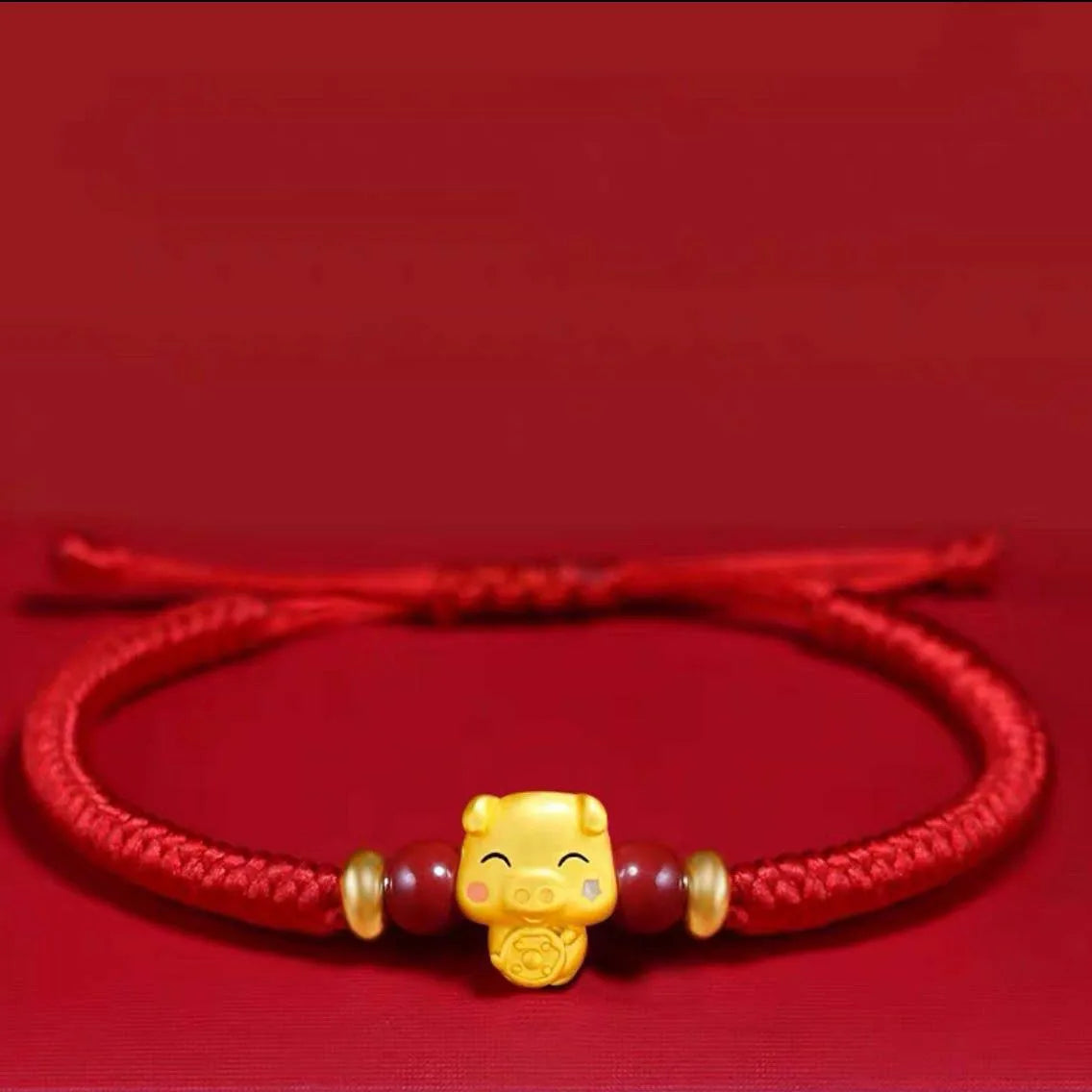 Lucky 12 Constellation Zodiac Sign Braided Animal Bracelet Men Women Red Rope Gold Color Beads Bracelet Bangle Gift Jewelry