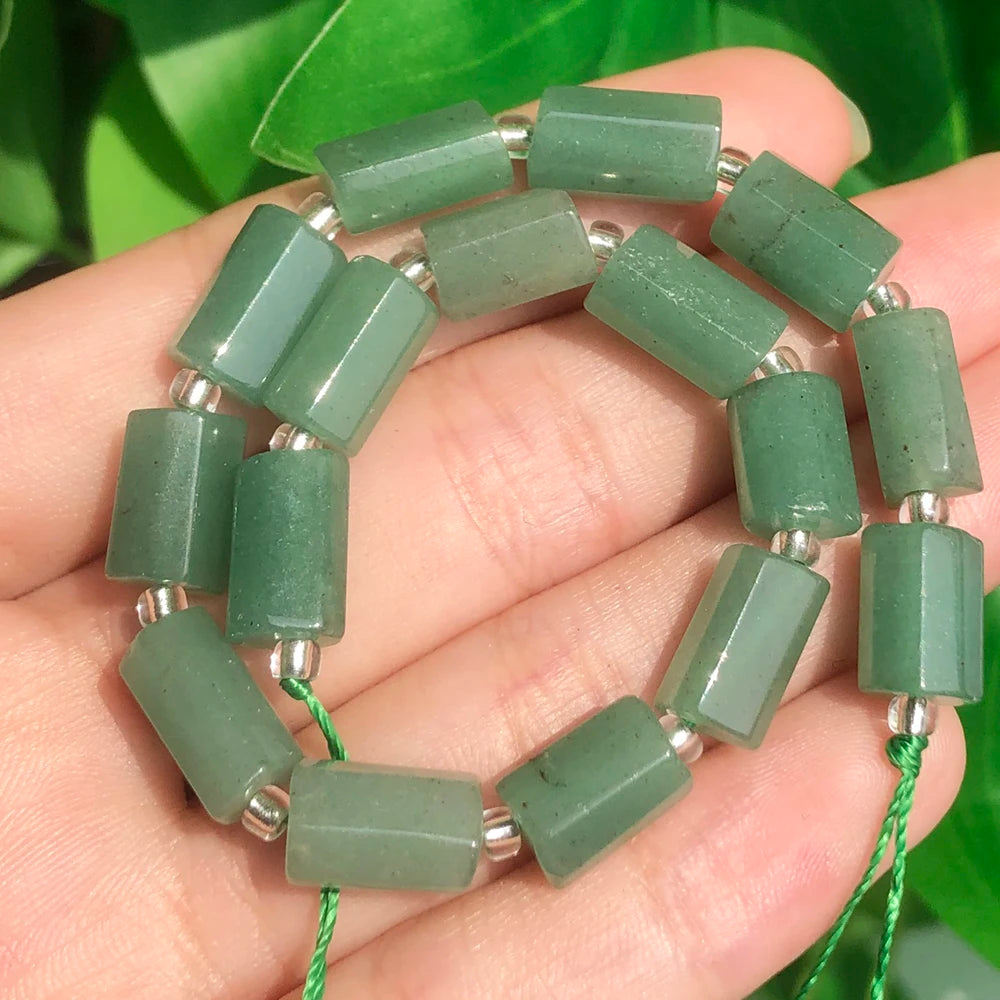 Natural Stone Bead Black Tourmaline Cylinder Shape Loose Spacer Beads for Jewelry Making DIY Bracelet Necklace Accessories 7.5''