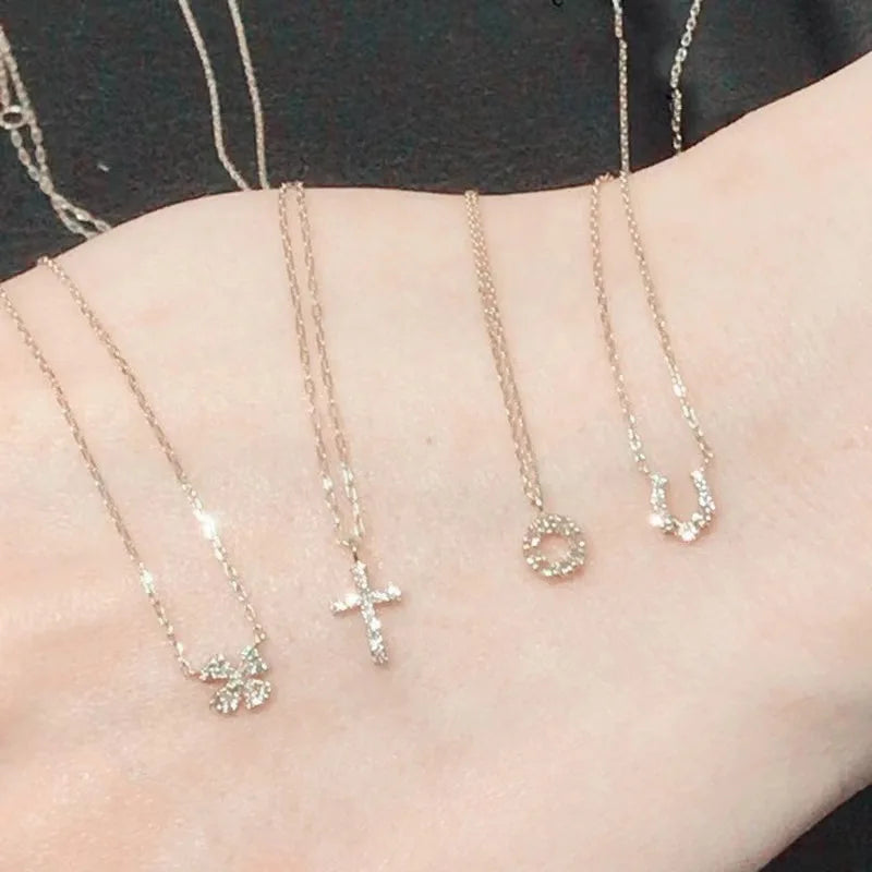 S925 sterling silver necklace U horseshoe pendant women's Plated 14K gold simple 2024 New style collarbone necklace