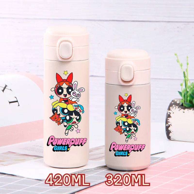 320ml/420ml The Powerpuff Girls Portable Large Capacity Sport Water Bottle Children Drinking Cup Thermal Stainless Steel