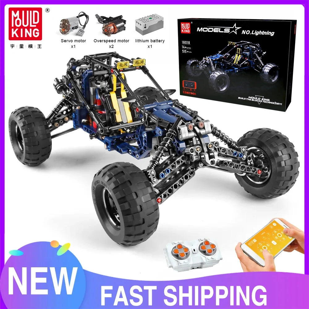 Mould King 18018 Technical Car Toys The RC MOC-3028 Blue Lightning Buggy Building Block Assembly Car Brick Kids Christmas Gift
