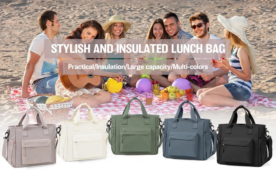 Large Lunch Bag Insulated Cooler Bag Lunch Box, Thermal Bag for Work Picnic, Portable Cool Box Reusable Tote Lunch Bag Carry Bag