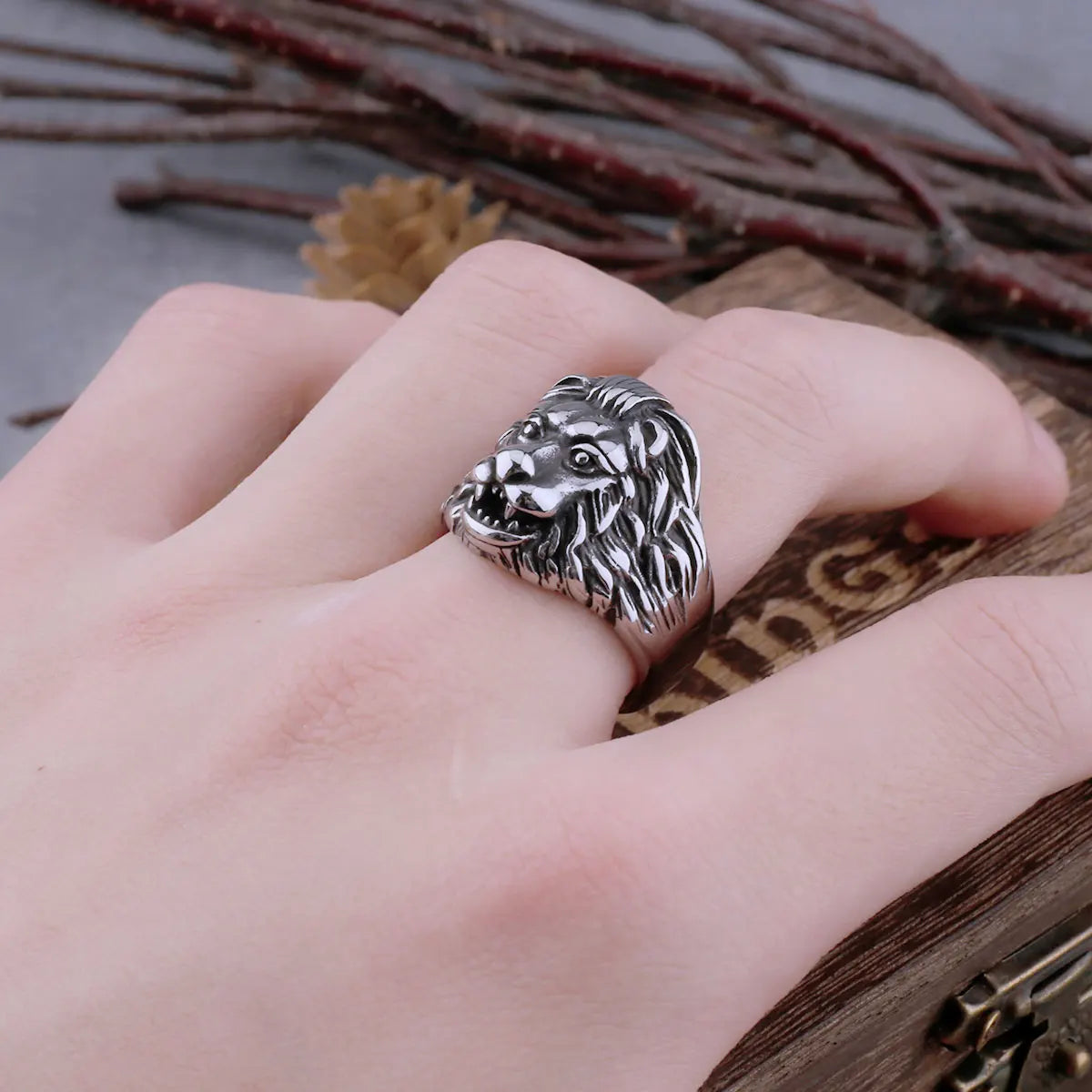 316L Stainless Steel Retro Domineering Lion Ring Men's Fashion Hip Hop Biker Animal Ring Jewelry Holiday Party Gift Dropshipping