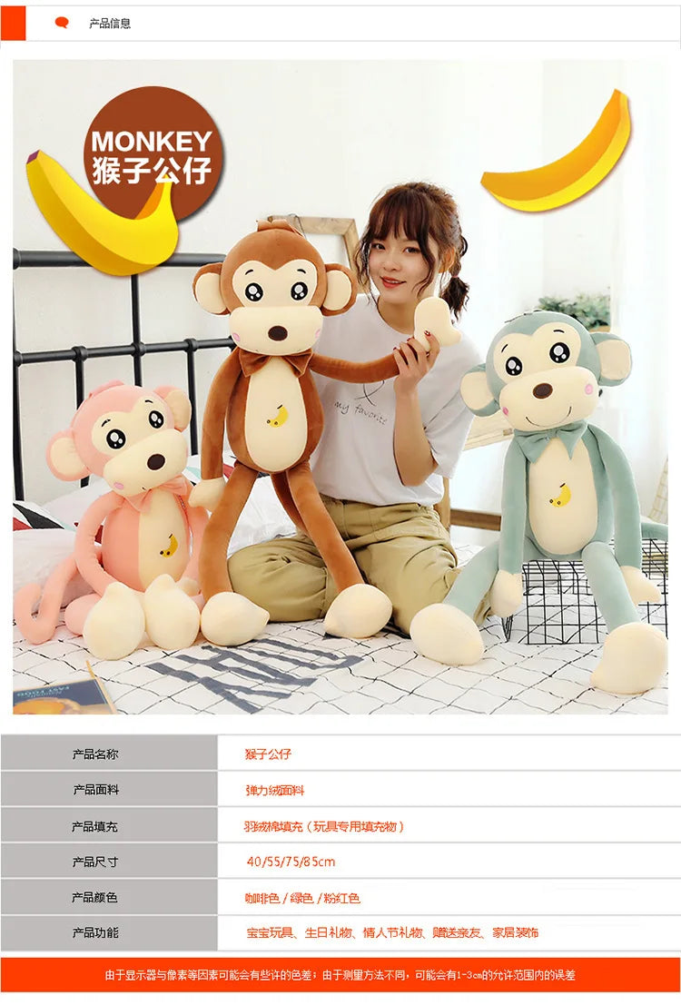 Creative Cute Cartoon Plush Toy Animal Monkey Long Arms And Long Legs Doll Baby Sleeping Comfort Pillow Christmas Gift