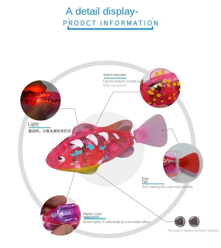 Electronic Fish Baby Summer Bath Toy Pet Cat Toys Swimming Robot Fish With LED Light Water Swim Pool Bathtub Toys Christmas Gift