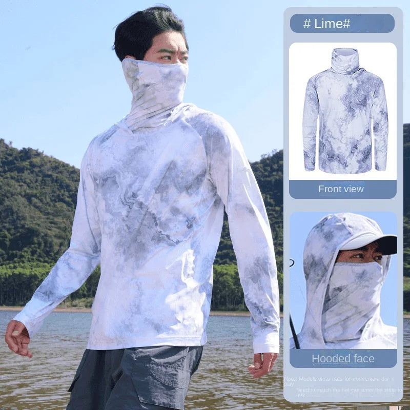 Camouflage Fishing Shirts Sun Protection Clothing Ultra-thin Ice Silk Summer Outdoor Lure UV Protection Breathable Men Shirt