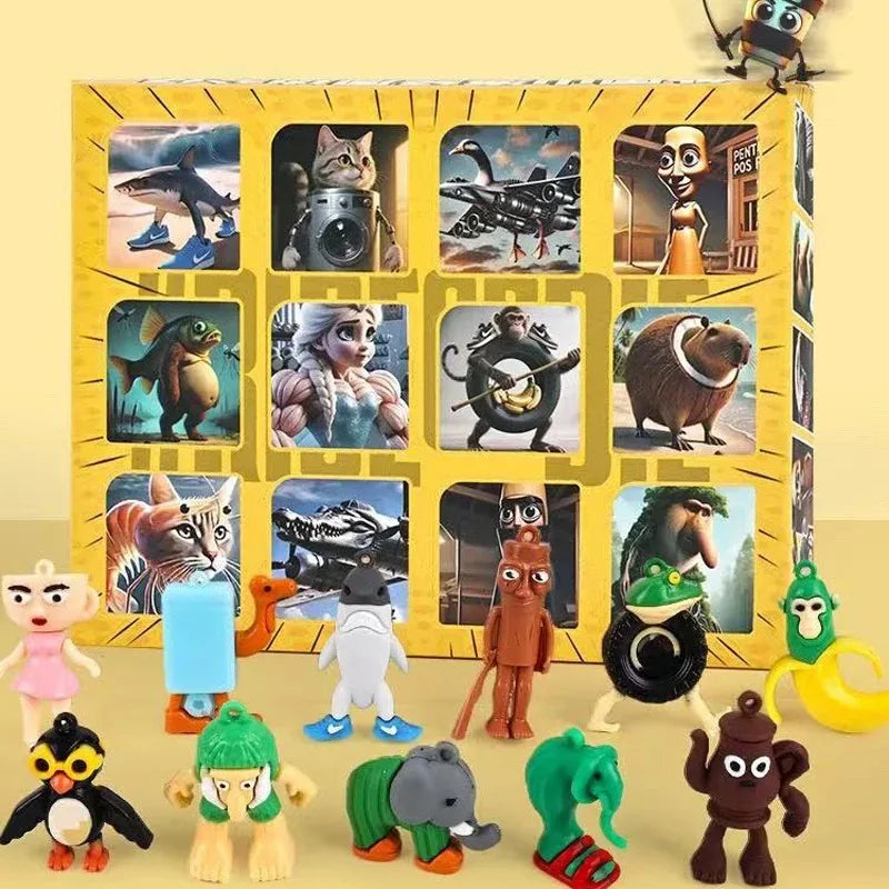 12 Grids Italian Brainrot Blind Box Tungtungtung Sahur Tralalero Tralala Figurine Pendant Mystery Box Model Toy Christmas Gift