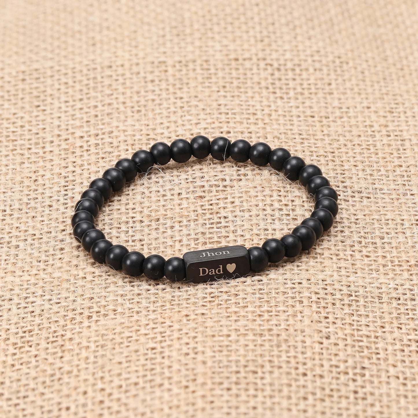 1pc, Personalized Men's Bracelet With Names Ideal Christmas Gift For Husband Grandfather, Mens Beads Bracelet