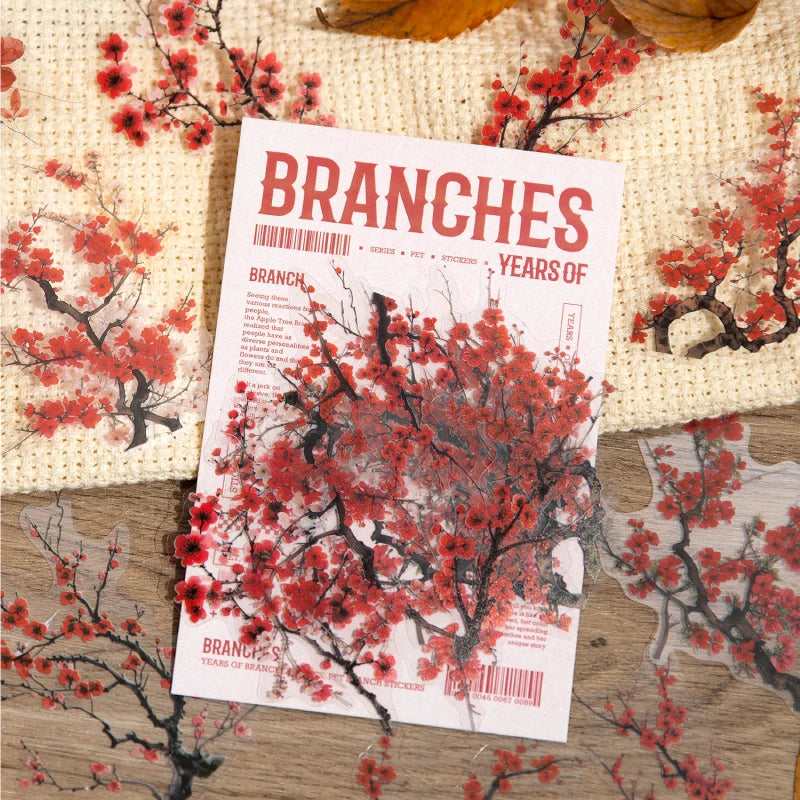 30pcs Plants Flowers Branches leaves Decorative PVC Stickers Scrapbooking Label Diary Stationery Album Phone Cup Journal Planner