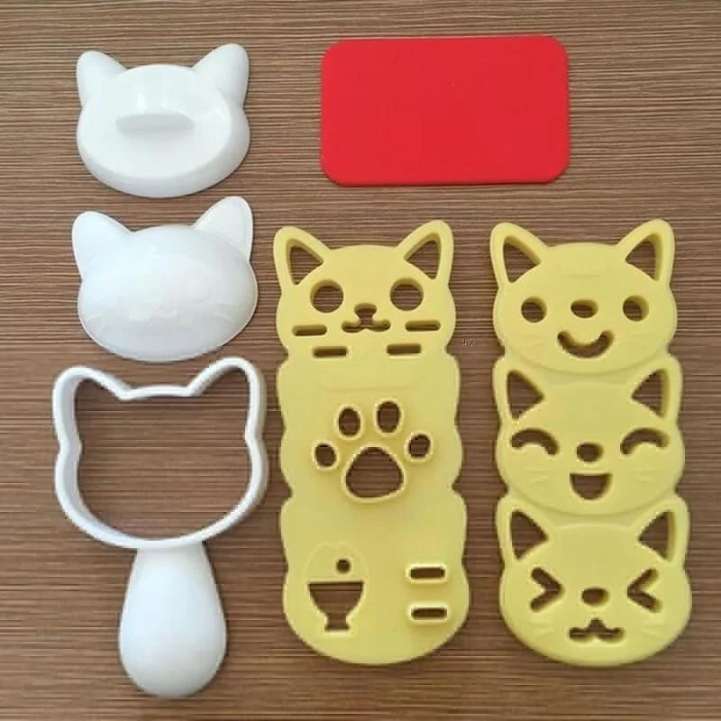 1 Set Lovely  Smile Cat Sushi Rice Mold Decor Cutter Sandwich Creative DIY Tool Rice Ball Christmas Tree Halloween Pumpkin Molds