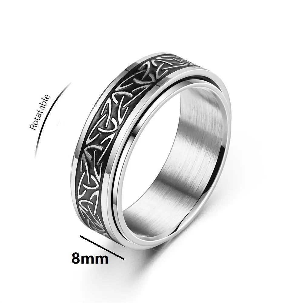 Viking Dragon Stainless Steel Anti Stress Rings Men Fidget Spinner Free Shipping Anti Anxiety Relaxing Rotating Ring Anillo