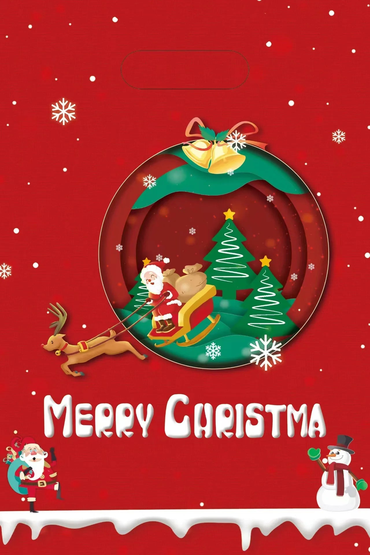 10Pcs Christmas Gift Bags Christmas Candy Cookie Bags Santa Claus Plastic Pouch Kids Xmas Packaging Christmas Decoration 2025