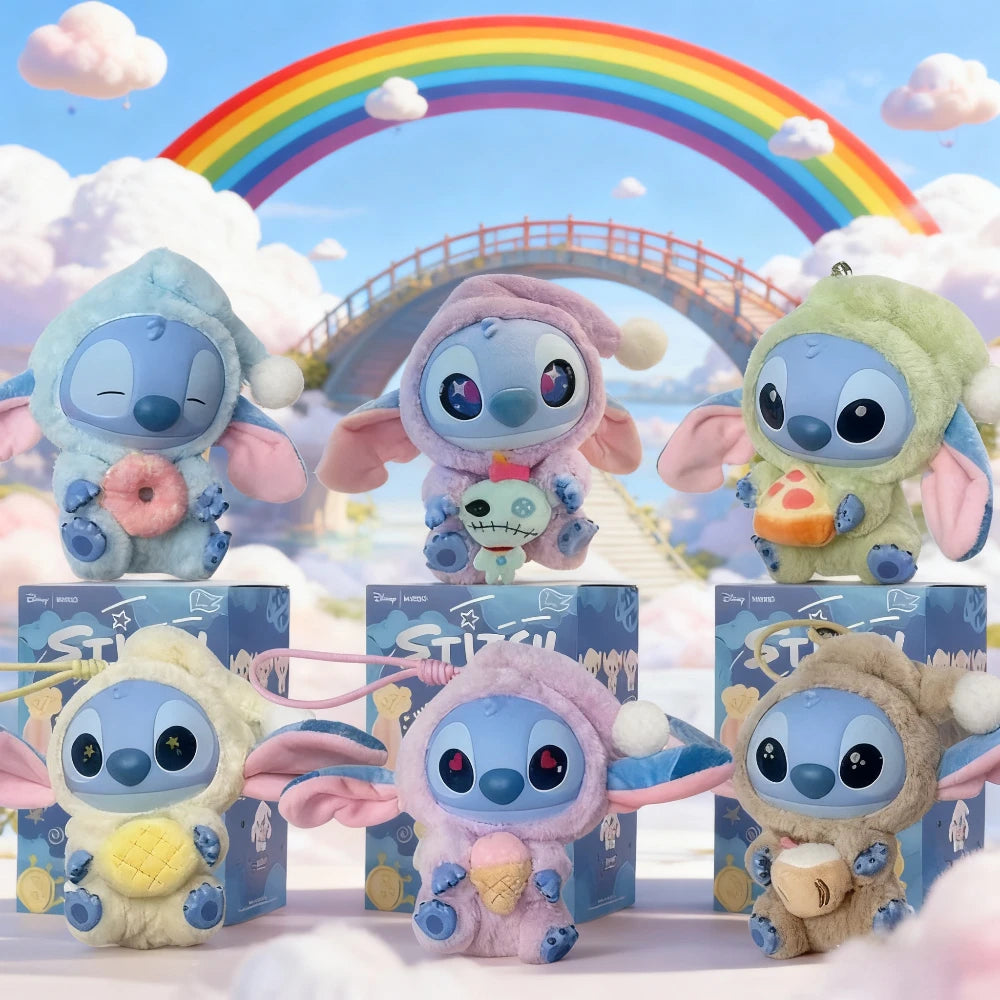 IN STOCK Stitch Eat Some Thing Before Sleep Series Blind Box Soft Stuffed Plush Kawaii Toy Pendant Doll Christmas Gift for Girls