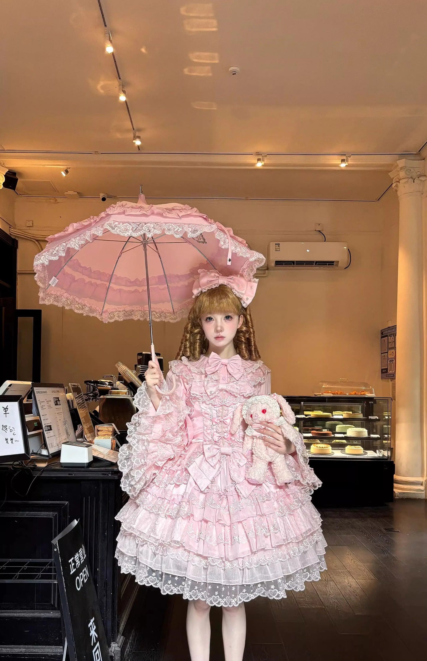 Original Design Lolita Jsk Suspender Dress Sweet Girl Women's Long Sleeve Inner Shirt Cute Princess Sling Cake Dress with Cape