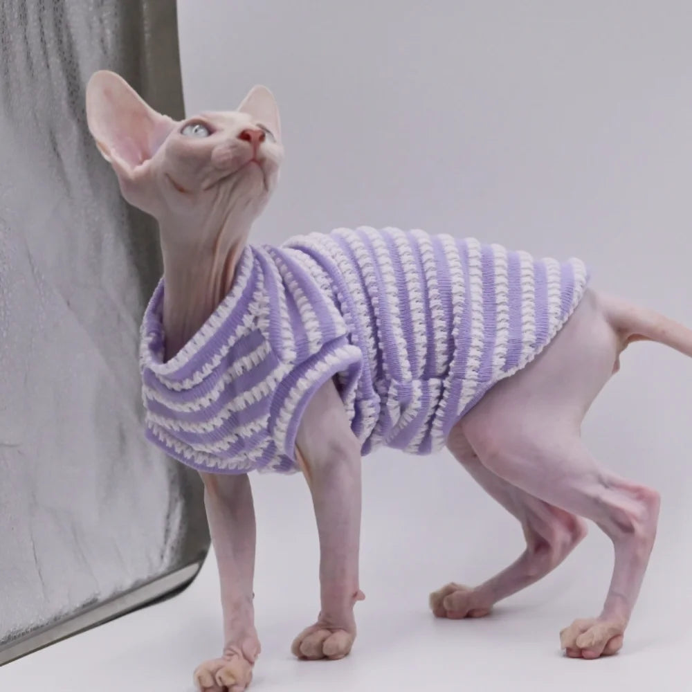 DUOMASUMI Summer Cat Vest for Hairless Breeds - Stretch Cotton & Ultra-Soft Cooling Top for Sphynx, Devon Rex& Abyssinian Cats
