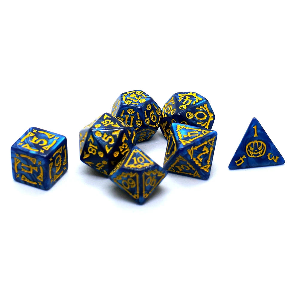 7pcs Set Relief Halloween Pattern Board Game Dice Set, DND Game Dice