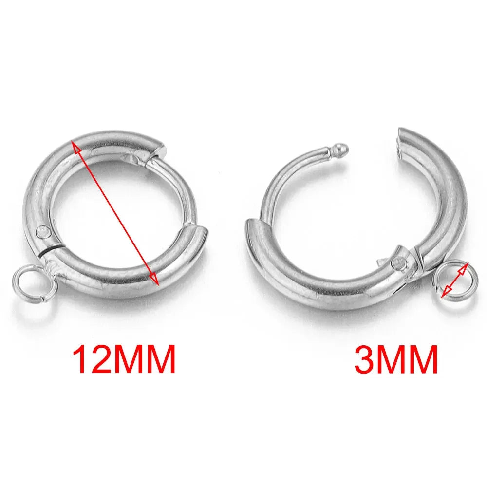 10pcs Stainless Steel Round Earrings Hooks Clasps Earring Post Components Parts Ear Ring for Making Supplies Women DIY Findings