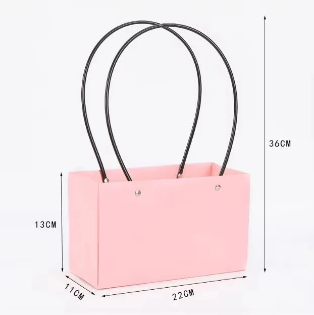 10pcs Christmas Gift Flower Kraft Paper Handbag Flower Arrangement Portable Box Rectangular Trapezoidal Flower Handheld Gift Box